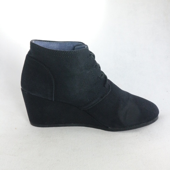 PAIR Bongo Women's Patillas Black Canvas Wedge Booties Sz 11 US - Picture 5 of 8